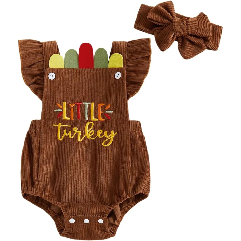 "Little Turkey" corduroy romper